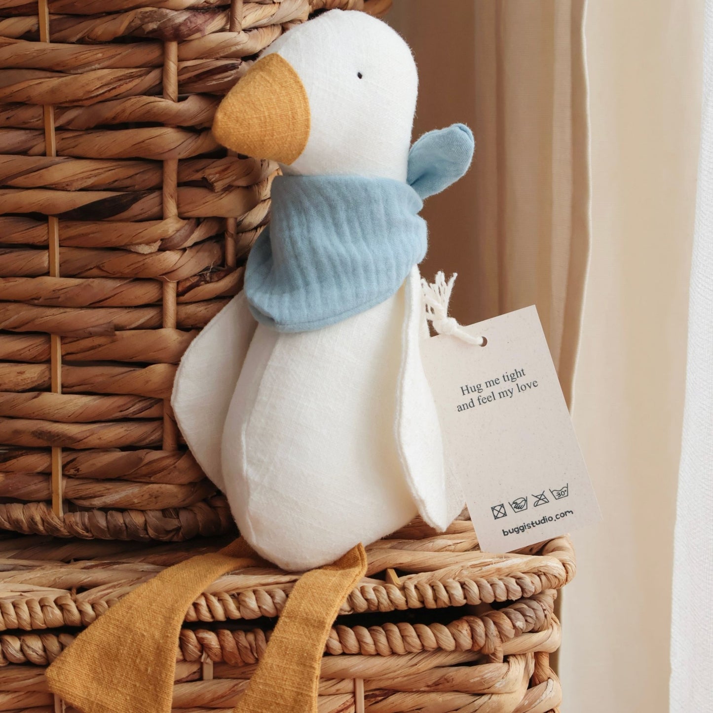 Zestaw prezentowy dla niemowlaka - lniana gąska i kocyk muślinowy - Baby Blue