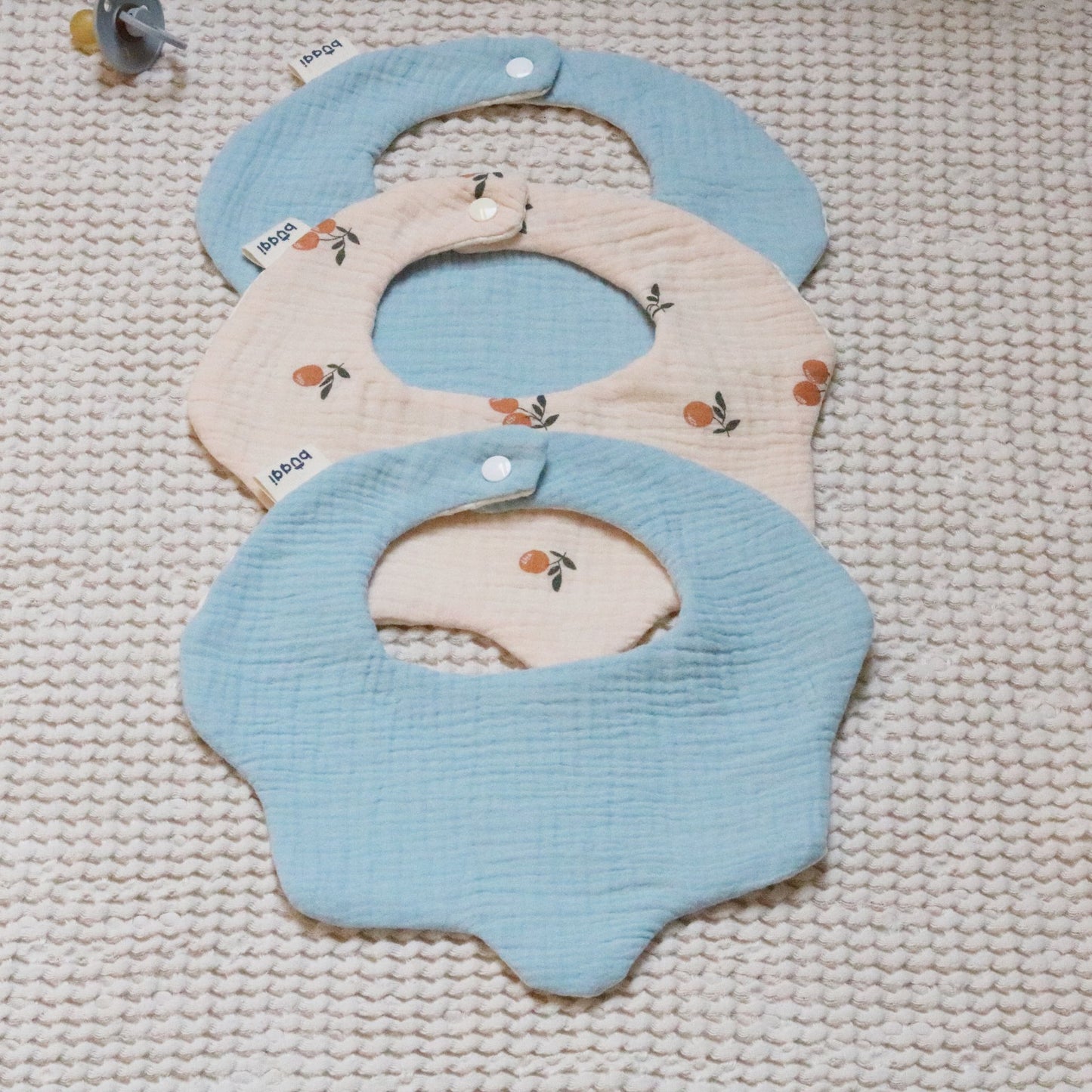 Zestaw śliniaków bandana muślinowych 2w1 - 3 szt - Baby Blue