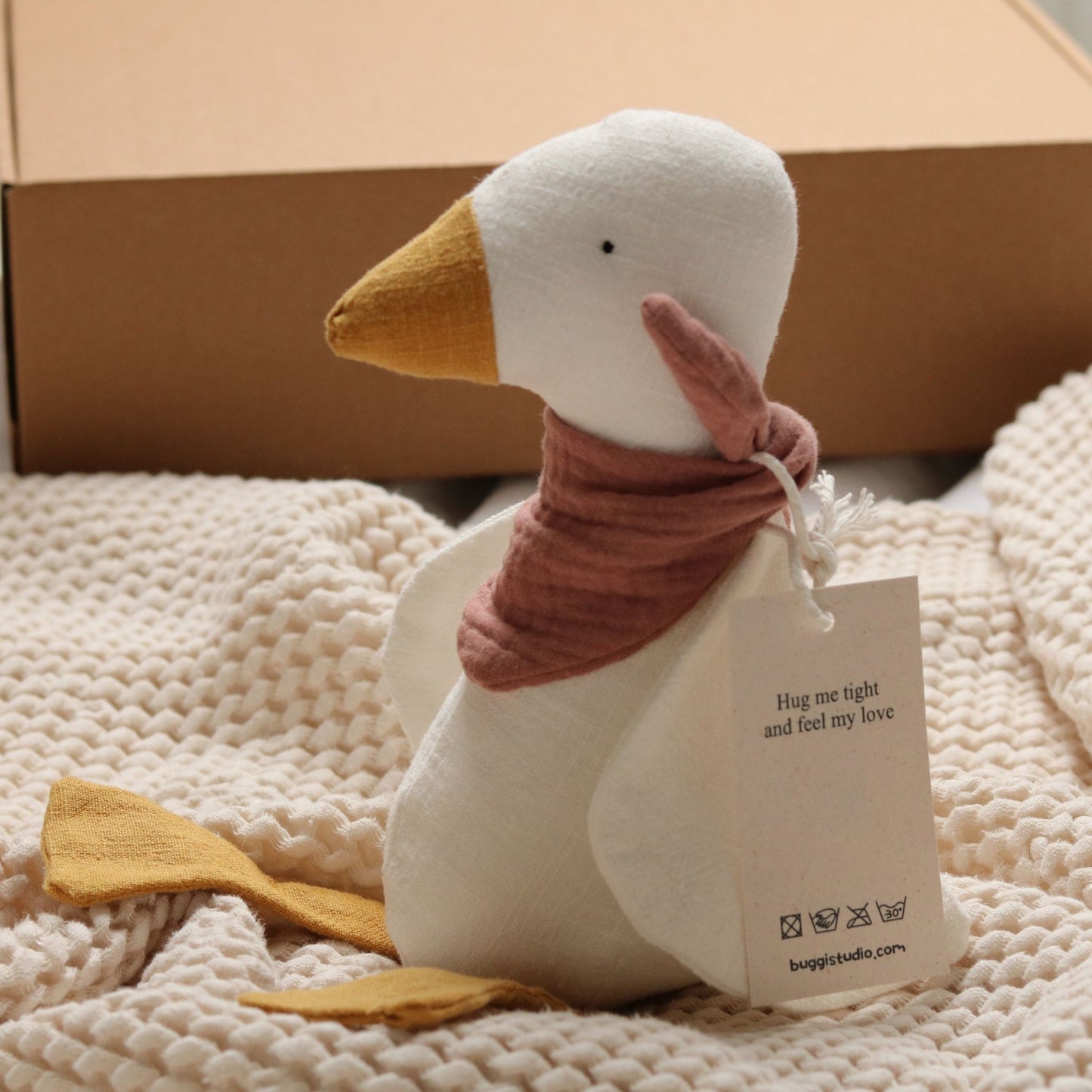 Zestaw prezentowy dla niemowlaka - lniana gąska i kocyk muślinowy - Dusty Rose