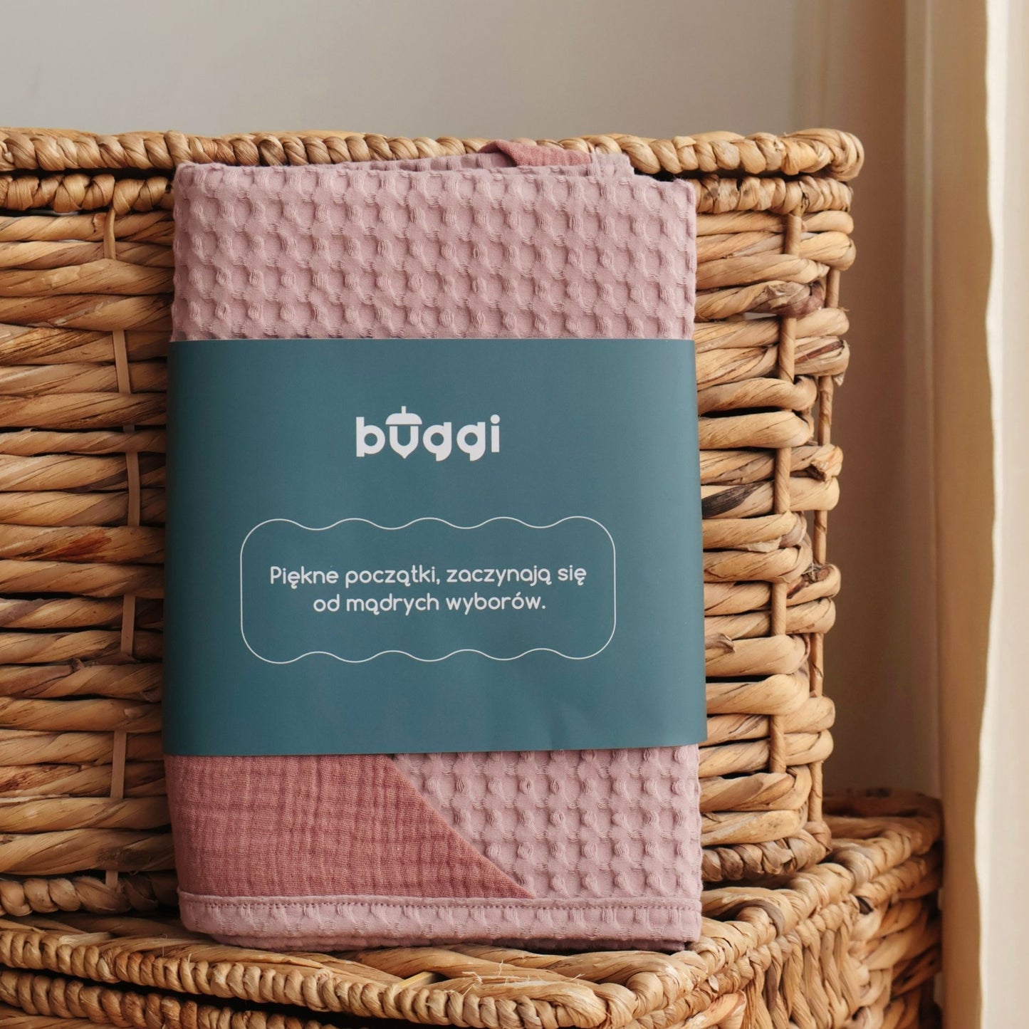 Ręcznik wafelkowy z kapturem | Dusty Pink