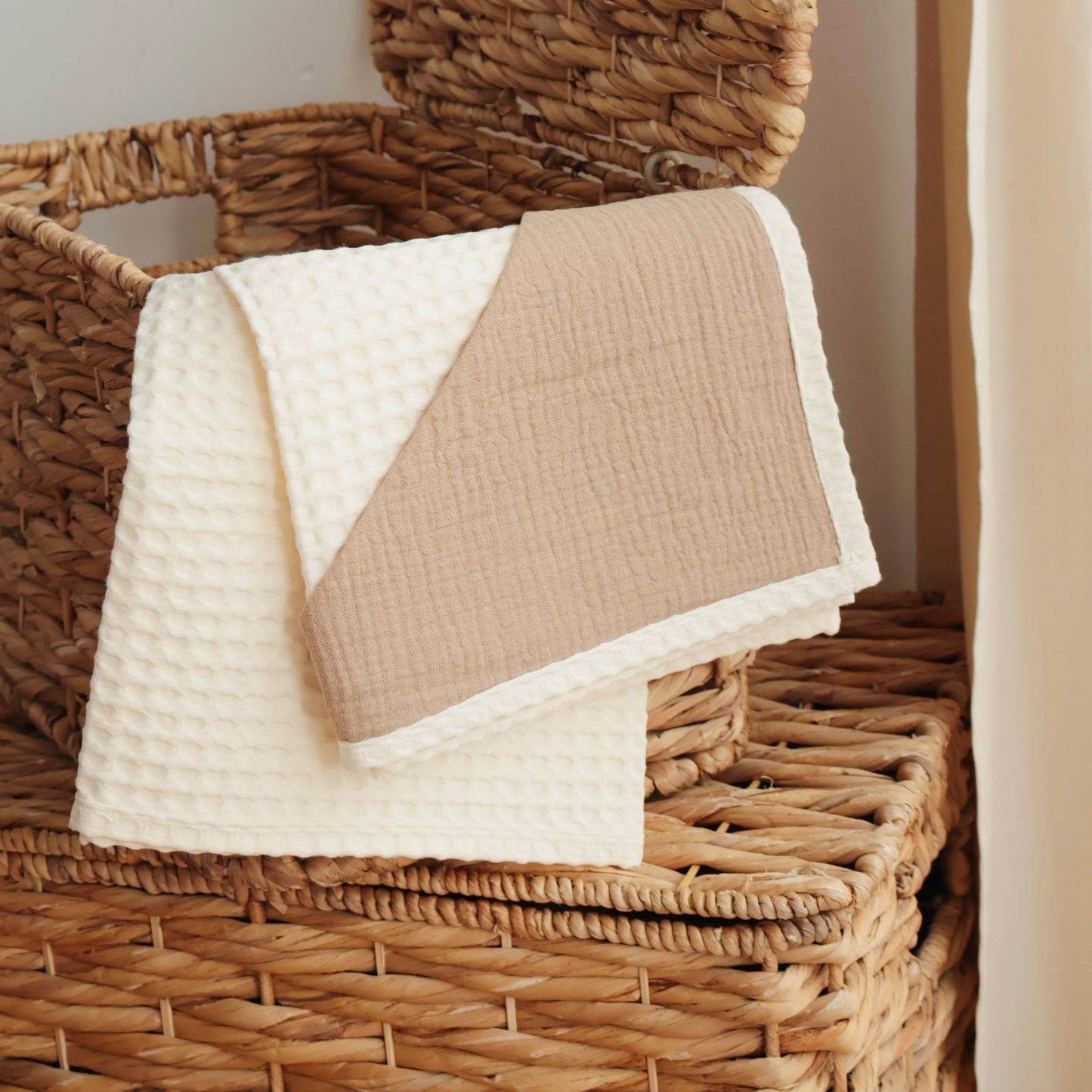 Ręcznik wafelkowy z kapturem | Beige