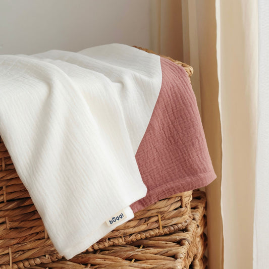 Kocyk muślinowy z bawełny organicznej | Dusty Pink