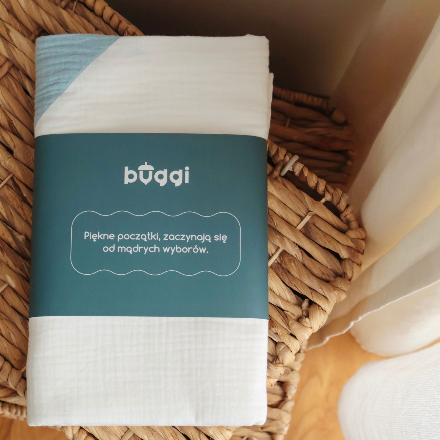 Kocyk muślinowy dla dzieci z bawełny organicznej - Baby Blue
