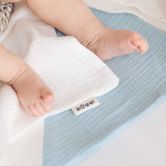 Kocyk muślinowy z bawełny organicznej | Baby Blue