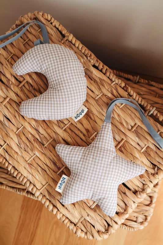 Zabawki dla niemowląt - zawieszki do baby gym | Grey Star & Moon