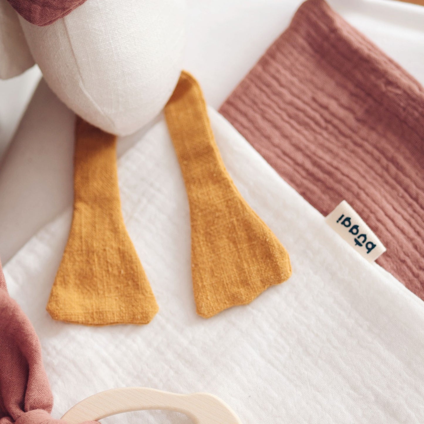 Lniana gąska - ręcznie szyta przytulanka dla niemowlaka - Dusty Pink