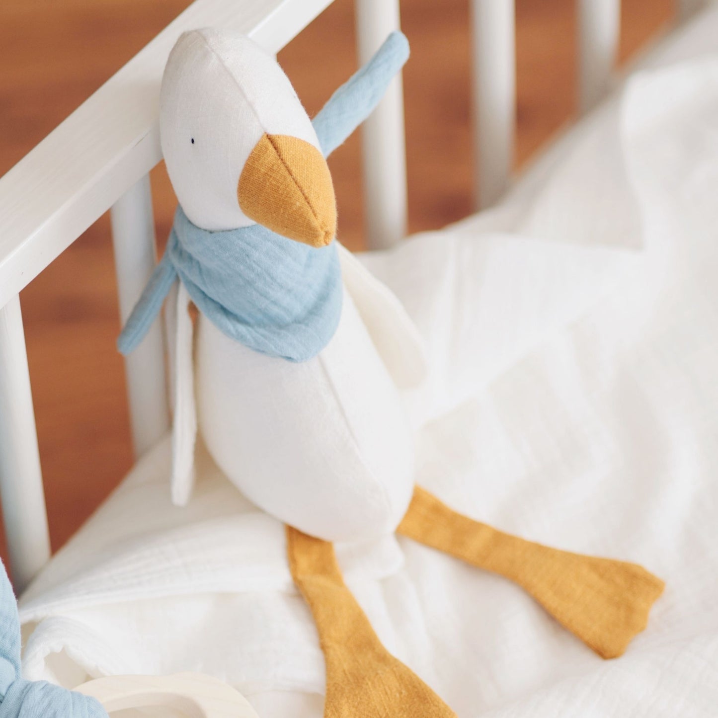 Lniana gąska przytulanka dla niemowlaka - Baby Blue