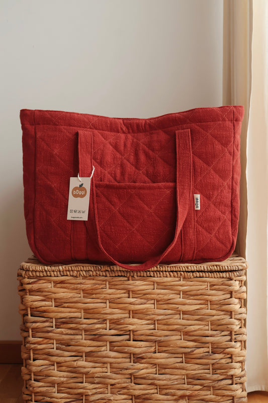 Pikowana torba do wózka i na co dzień | Ceglana
