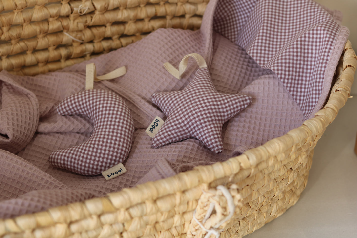 Kocyk waflowy z bawełnianym kapturem 60x90 cm