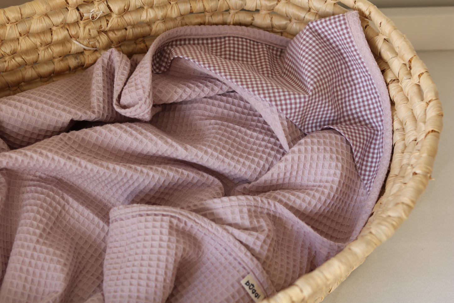 Kocyk waflowy z bawełnianym kapturem 60x90 cm