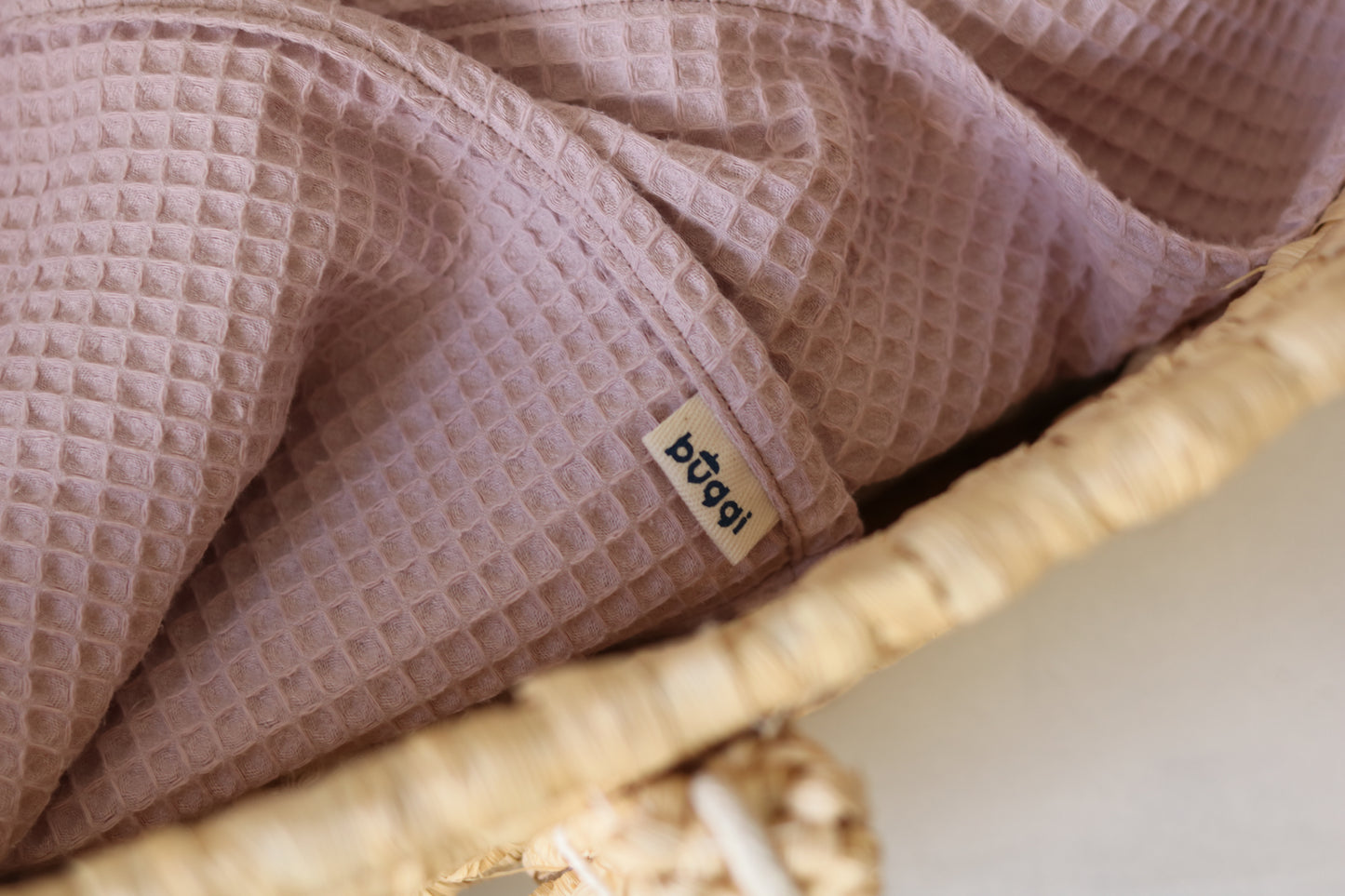 Kocyk waflowy z bawełnianym kapturem 60x90 cm