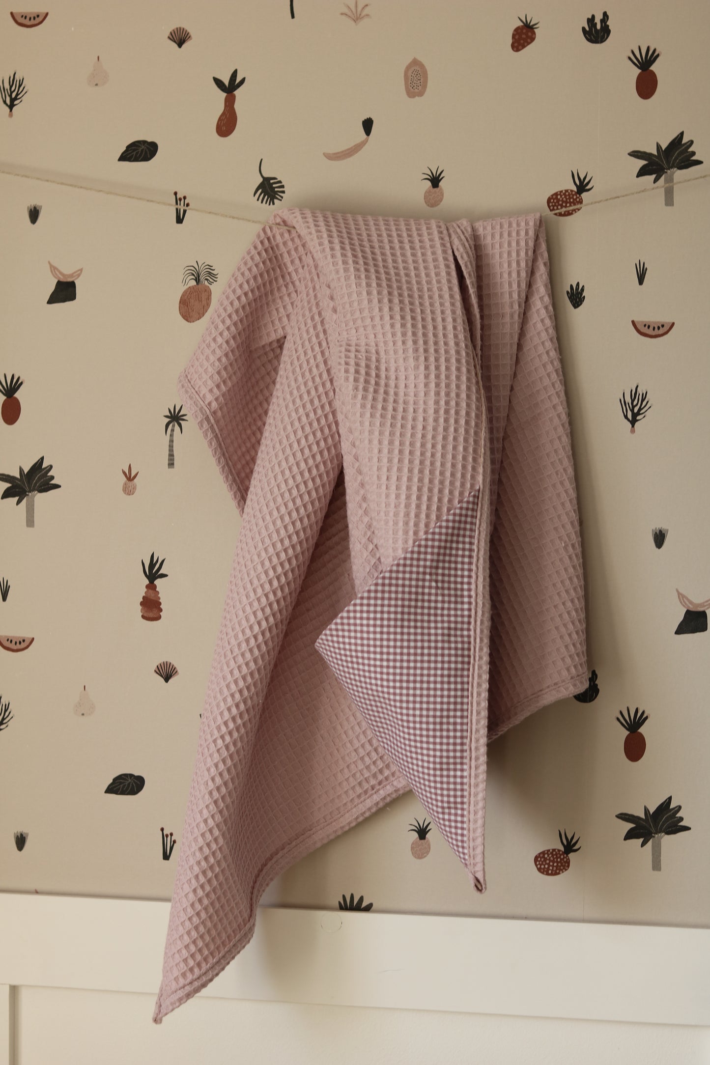 Kocyk waflowy z bawełnianym kapturem 60x90 cm