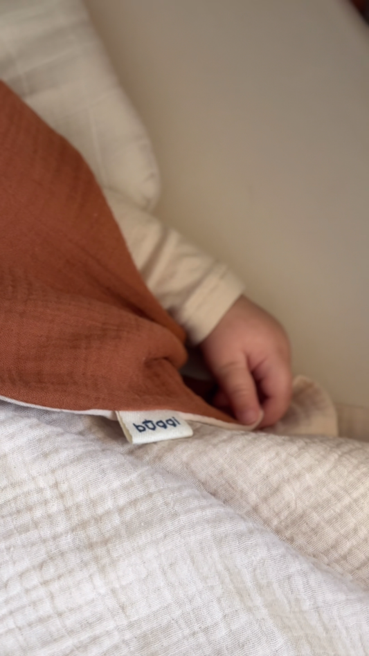 Kocyk muślinowy dwuwarstwowy 60x90 cm do wózka